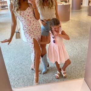 Floral pink slit zara dress